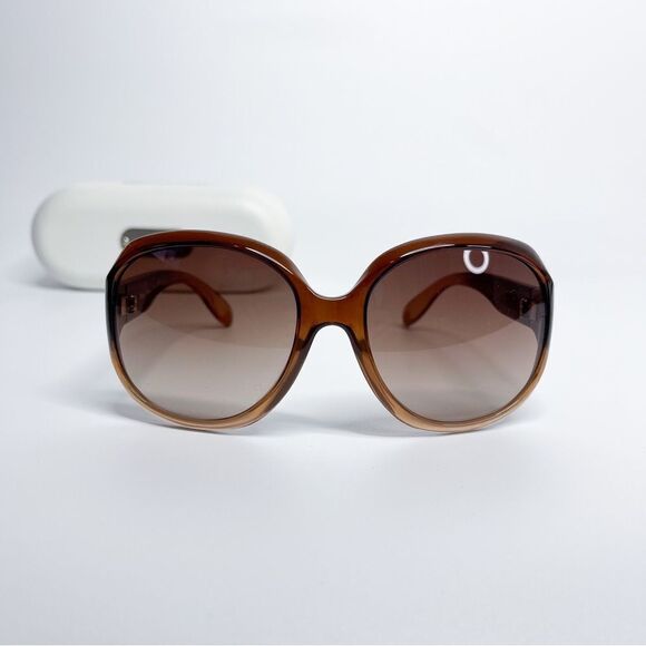 🍋 Chloé • Women Oversized Brown Gradient Sunglasses w/Case & Authenticity Card - Picture 3 of 9